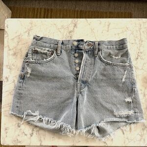AGOLDE | Parker Long High Waist Cutoff Denim Shorts